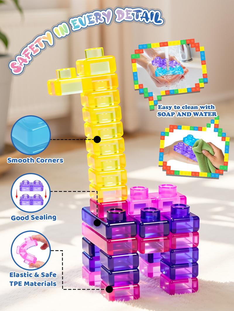 🧩GUMMY BLOC: 40-Piece Montessori Sensory Building Soft Blocks (BPA-Free & Non-Toxic Soft Silicone)