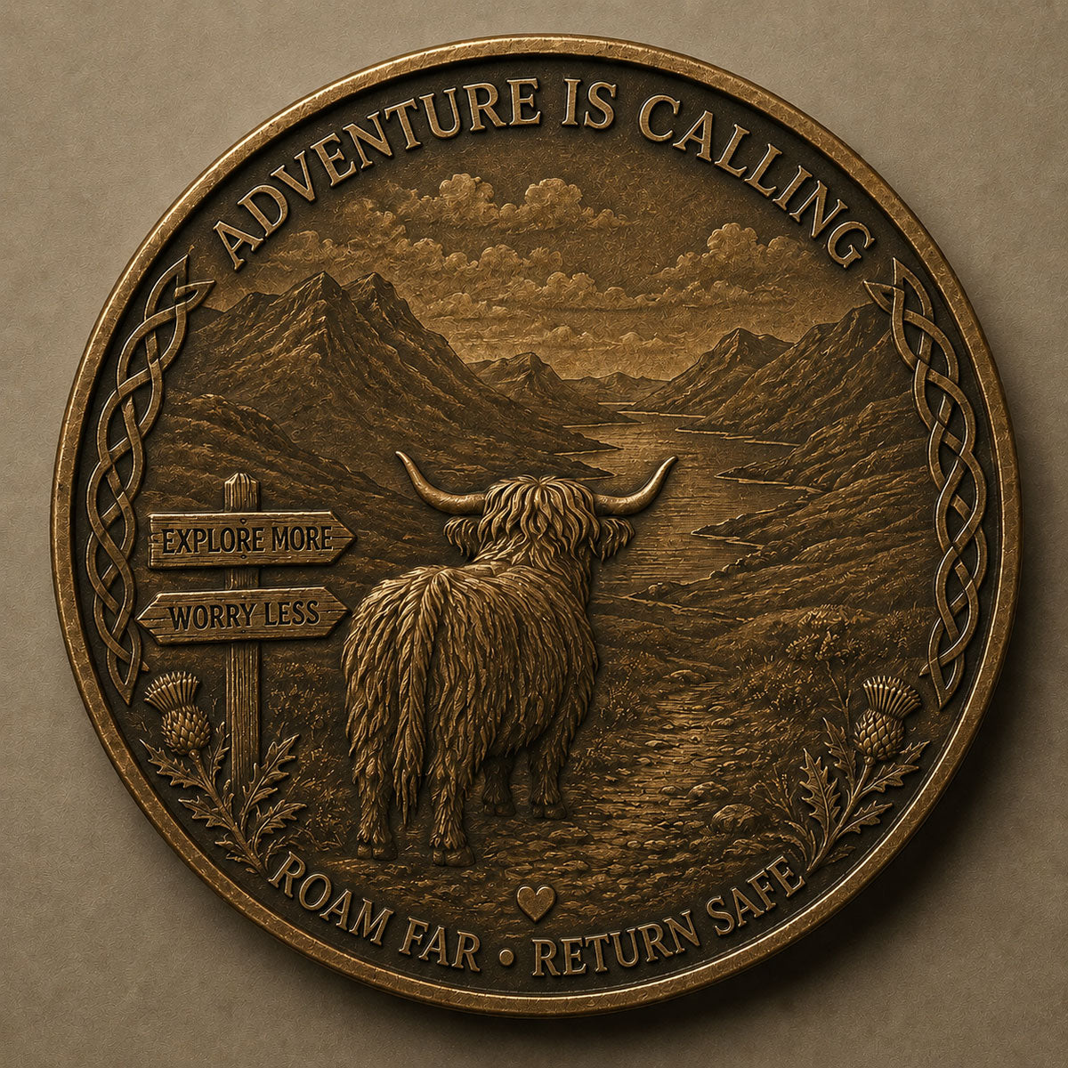 🐂 Travel Highland Cow Lucky Coin