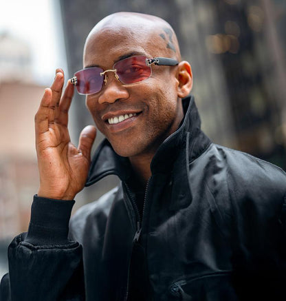 Rimless Sunglasses with Prismatic Color-changing Lenses for Stylish Eye Protection