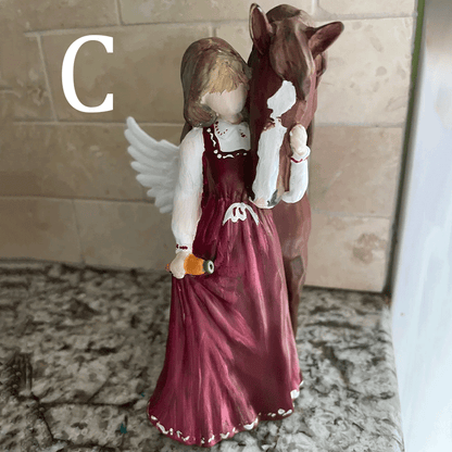 🐴 Warmly embracing horse girl statue