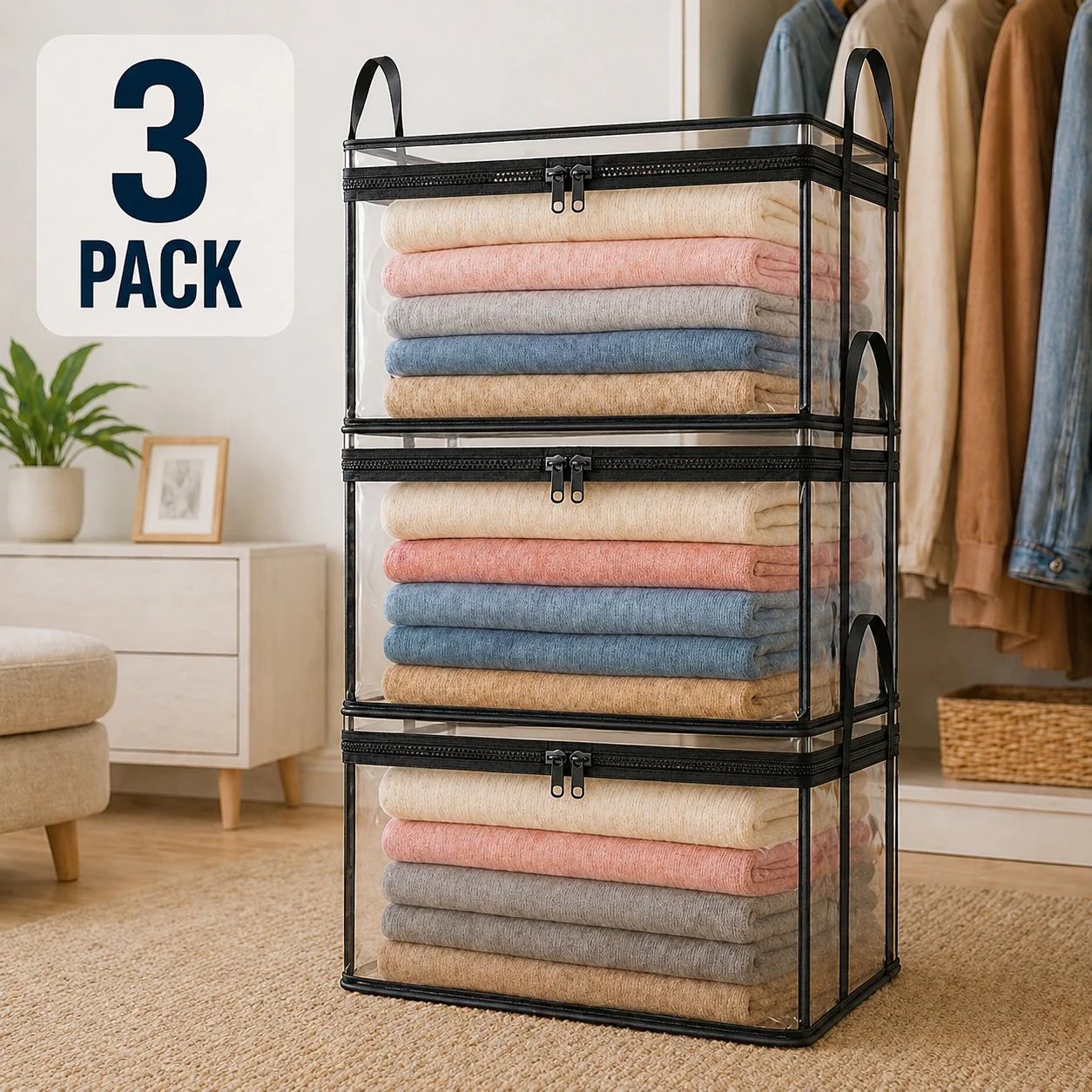 🧺Large Clear Storage Box✨ Keep Your Home Organized