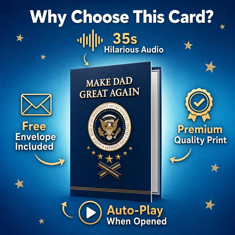 Funny Fathers Day Card with Sound, Funny Talking Card for Dad Husband Grandpa, Plays Real Voice 35-Second Audio, 5x7 Best Dad Gift from Son Daughter Wife