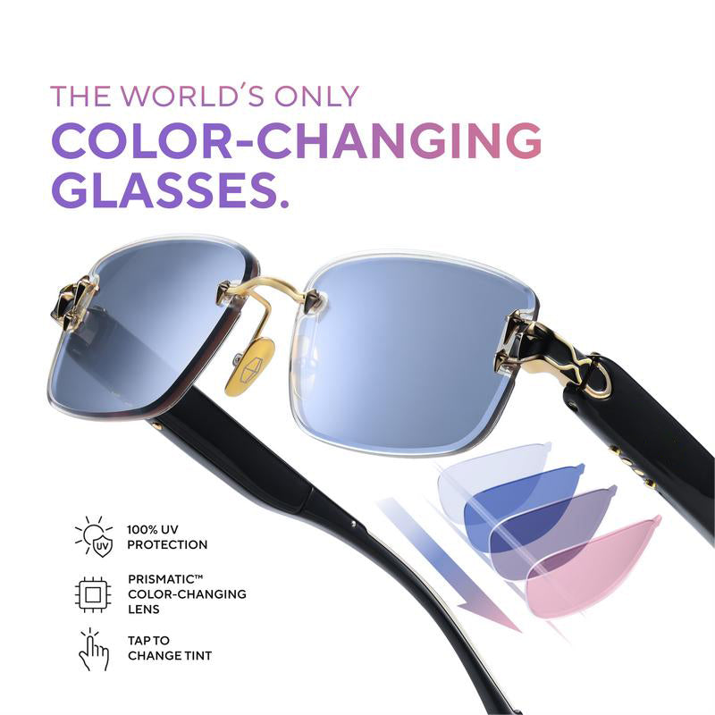 Rimless Sunglasses with Prismatic Color-changing Lenses for Stylish Eye Protection