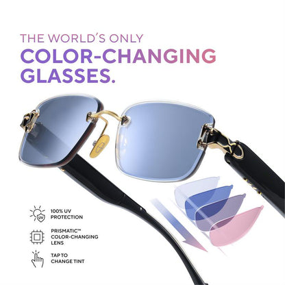 Rimless Sunglasses with Prismatic Color-changing Lenses for Stylish Eye Protection