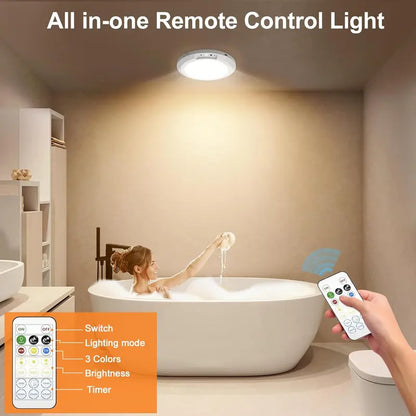 Luz de techo recargable con Sensor de movimiento de luz de techo recargable con mando a distancia - luz de techo inalámbrica magnética alimentada por batería para las escaleras de ducha del armario arrojar Patio del vestíbulo del porche ect