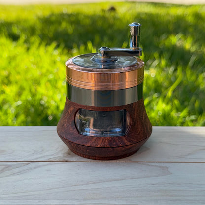 2.5" Hand Cranked Herb Grinder with Drawer Spice Crusher Tobacco Smoke Grinder Unique Gift for Smoker