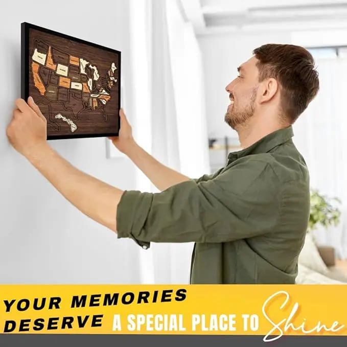🔥Last Day 49% OFF - 🇺🇸 Wooden USA Travel Map Puzzle🧩A Stylish Way to Track Your Journey & Memories