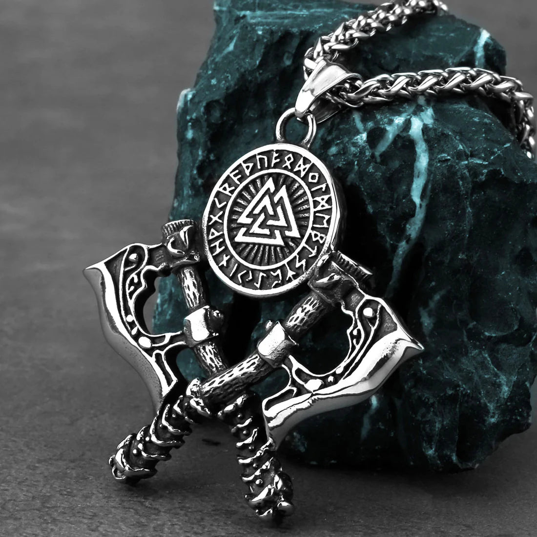 Valknut Rune Axe Necklace