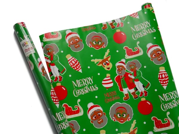 🔥LAST DAY 50% OFF - 🎅🏾Black Santa Christmas Gift Wrap Multipack - Set of 3 Rolls