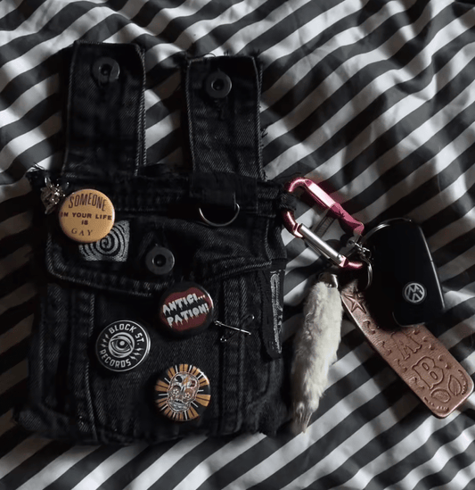 Handcrafted Punk Denim Waist Bag