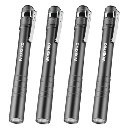 🛠️4-Pack WORKPRO LED Pen Light -Aluminum Pocket Pen Flashlight with Clip, Ultra Bright for Inspection, Emergency & Daily Use