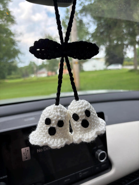 👻Handmade Crochet Ghost Car charm