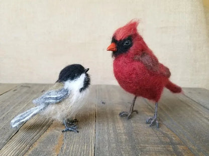 🎈Festigadget Eco-Friendly Needle Felted Bird Collection – Handmade Wool Songbirds (Wren/Chickadee/Bluebird/Magpie/Robin/Cardinal) – Sustainable Wildlife Decor 🐦✨