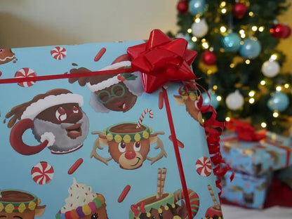 🔥LAST DAY 50% OFF - 🎅🏾Black Santa Christmas Gift Wrap Multipack - Set of 3 Rolls