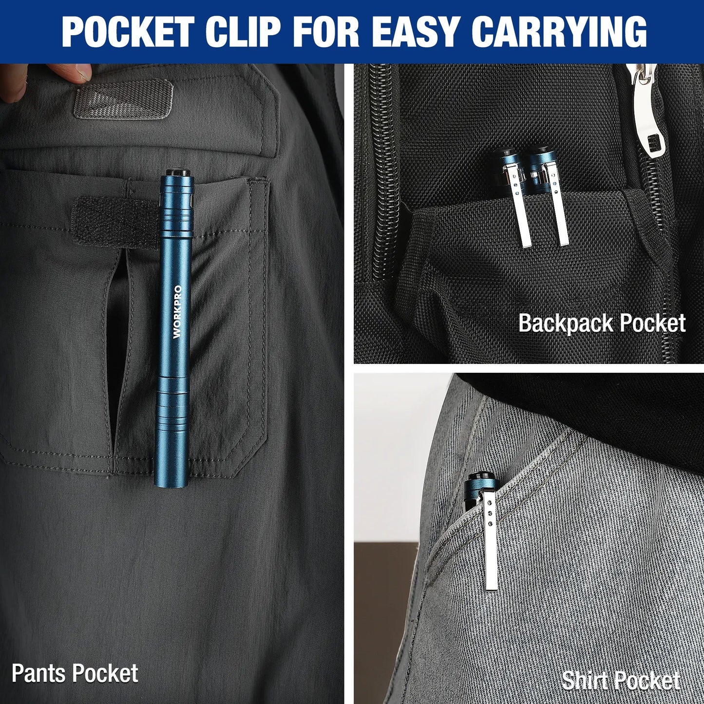 🛠️4-Pack WORKPRO LED Pen Light -Aluminum Pocket Pen Flashlight with Clip, Ultra Bright for Inspection, Emergency & Daily Use