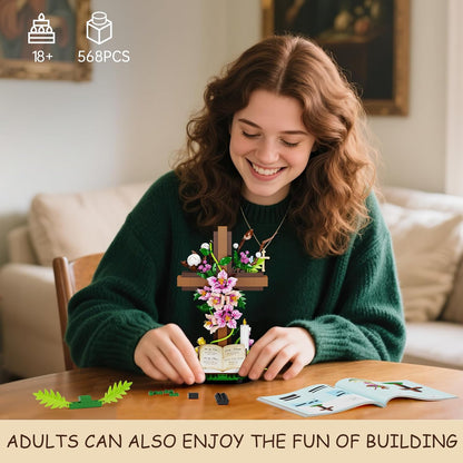 🔥Special Price $39.99 Only Today!!!💐Jesus Cross Flower Building Building Blocks Set✝️[Officially Authorized]