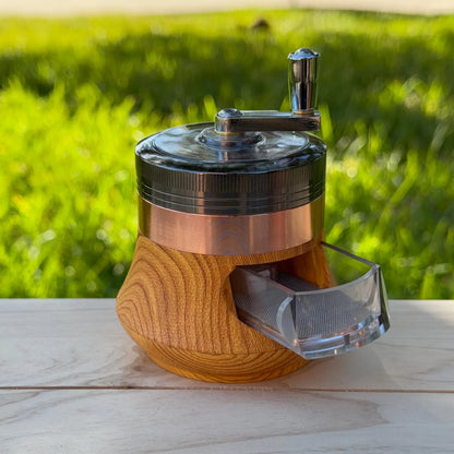 2.5" Hand Cranked Herb Grinder with Drawer Spice Crusher Tobacco Smoke Grinder Unique Gift for Smoker