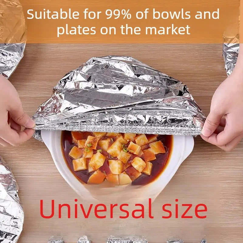 50PCS Aluminum foil heat-retaining cover for home dining tables and food containers; kitchen freshness preservation and insulation; aluminum foil