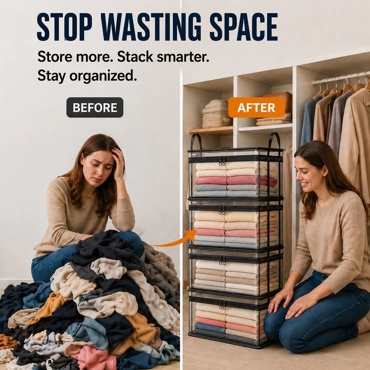 🧺Large Clear Storage Box✨ Keep Your Home Organized