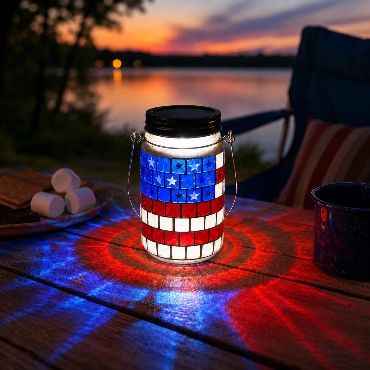 🔥Limited Edition, Only 100 Sets Left! - 4th of July Solar Patriotic Mason Jar Lantern