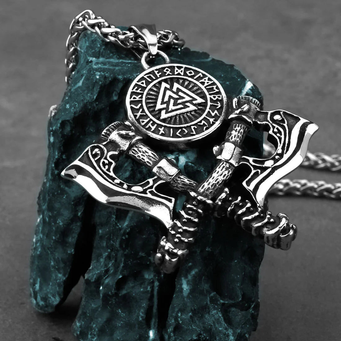 Valknut Rune Axe Necklace