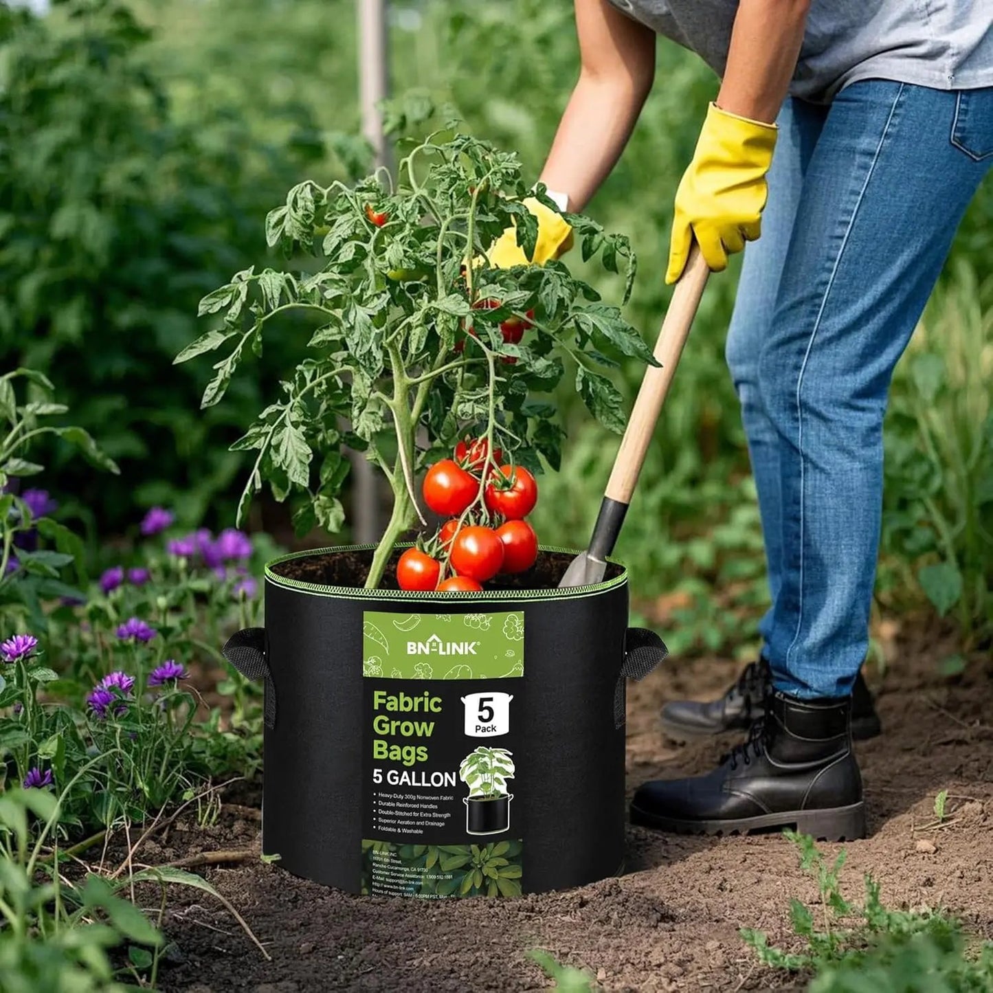 5-Pack 10 Gallon Grow Bags