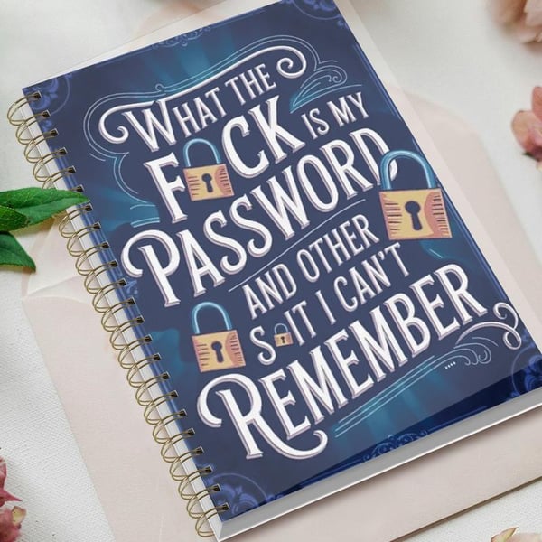 📅Funny Password Notebook - Spiral Bound with Lock Icons & Funny Security Phrases✍️
