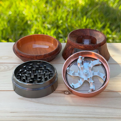 2.5" Hand Cranked Herb Grinder with Drawer Spice Crusher Tobacco Smoke Grinder Unique Gift for Smoker