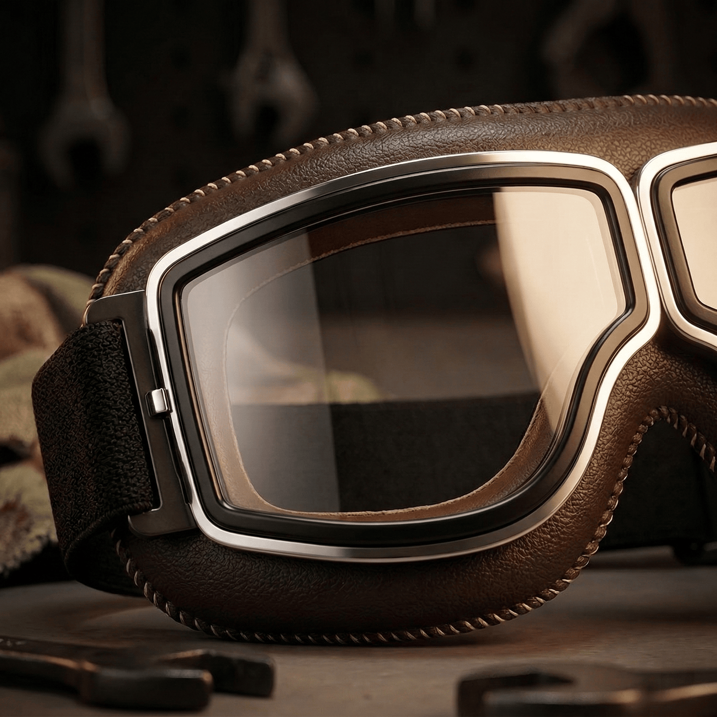 OTG Vintage Motorcycle Goggles🕶️ - Fits Over Prescription Glasses, Soft Padded Retro Riding Glasses with Anti-Slip Strap & UV400
