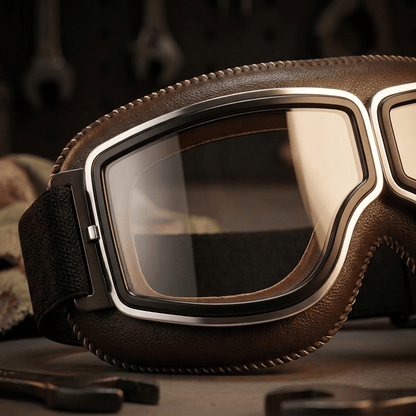 OTG Vintage Motorcycle Goggles🕶️ - Fits Over Prescription Glasses, Soft Padded Retro Riding Glasses with Anti-Slip Strap & UV400