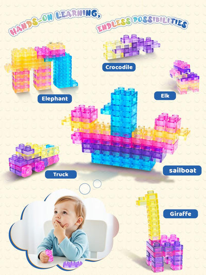 🧩GUMMY BLOC: 40-Piece Montessori Sensory Building Soft Blocks (BPA-Free & Non-Toxic Soft Silicone)