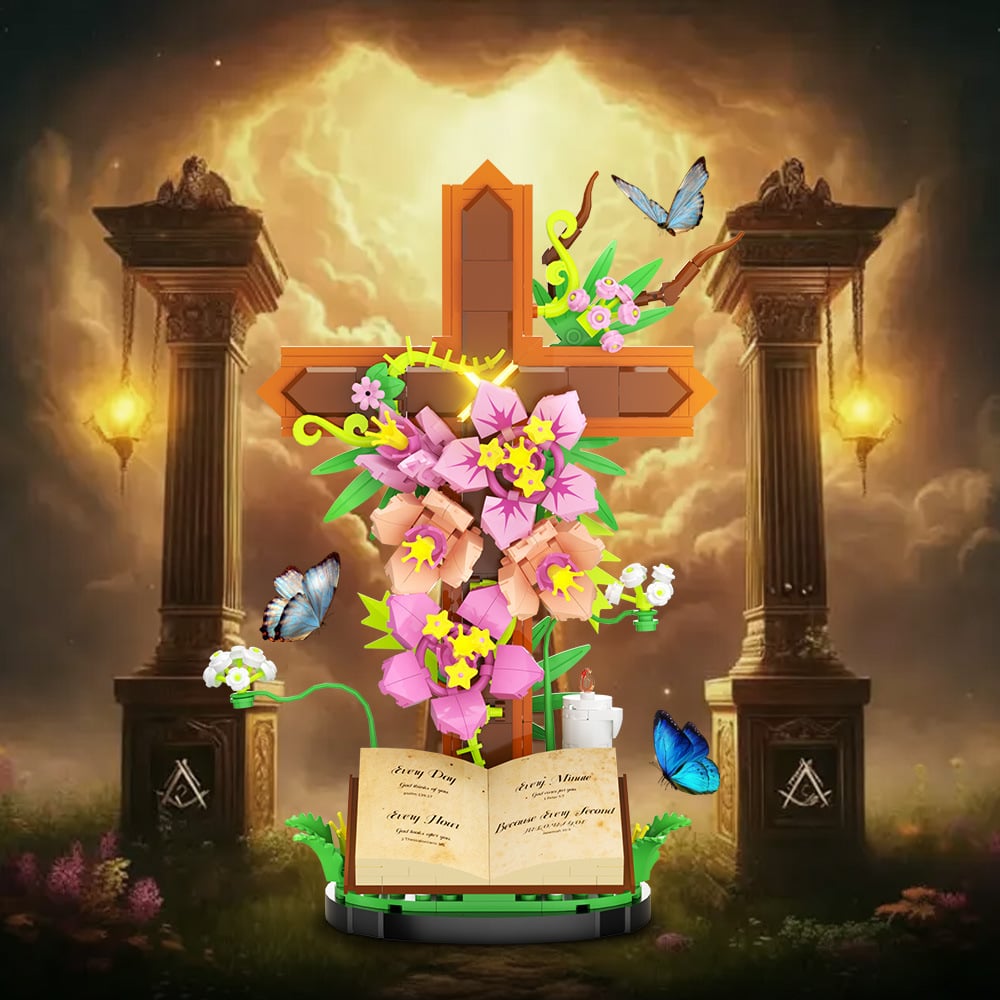 🔥Special Price $39.99 Only Today!!!💐Jesus Cross Flower Building Building Blocks Set✝️[Officially Authorized]