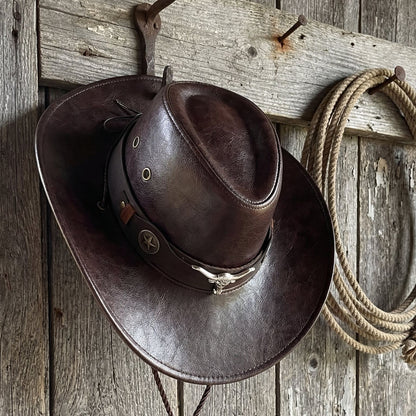🔥Last Day 60% OFF - 🤠Daisy’s Premium Handcrafted Leather Cattleman Hat – Authentic Western Outback Style🌵