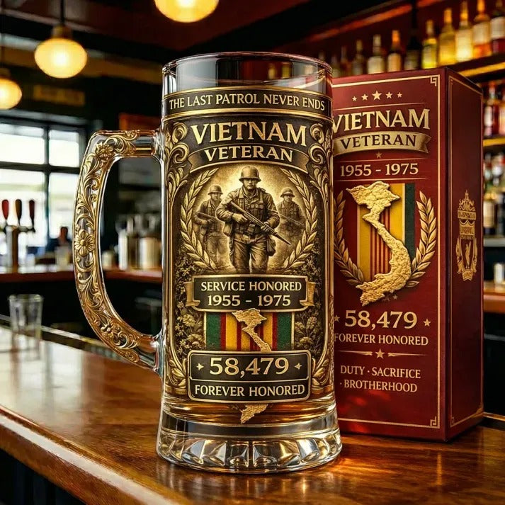 Vietnam Veteran Memorial Beer Mug — Honor the Service · Remember Forever