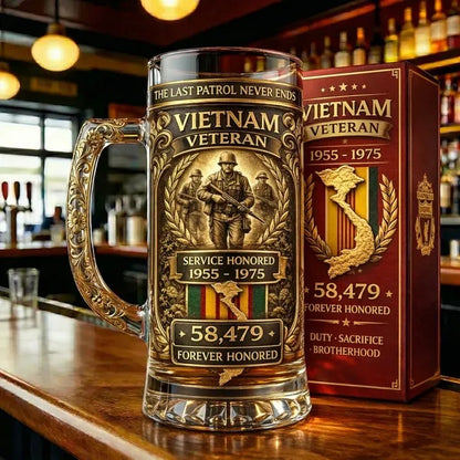 Vietnam Veteran Memorial Beer Mug — Honor the Service · Remember Forever