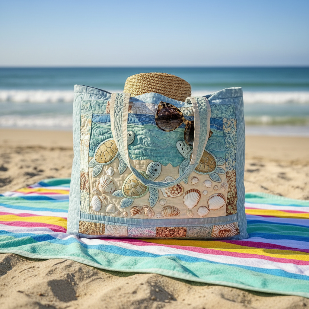 Turtle Quilted Tote Bag