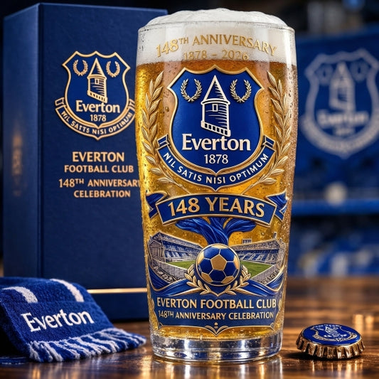 ⚽ Everton Football Club 148th Anniversary Beer Pint Glass 🏆