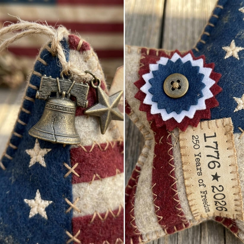 Handcrafted America 250th Anniversary Keepsake Ornaments | Rustic Patriotic Decor 🇺🇸