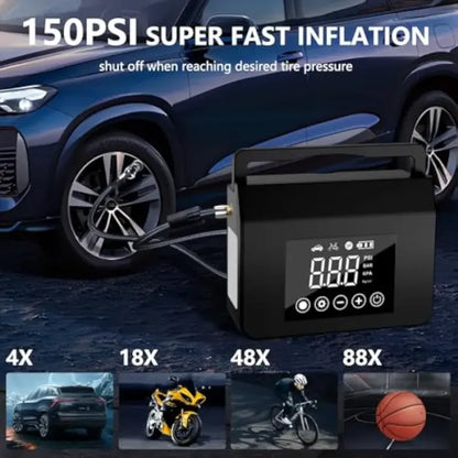 Portable Car Jump Starter with Air Compressor,4000A Car Battery Jump Starter (ALL Gas/7.0L Diesel) with 150PSI Tire Inflator, 12V Car Battery Jump Power,15000mAh Power Bank With LED Light